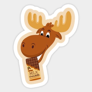 Lispe Chocolate Moose Funny Dad Joke Cartoon Sticker